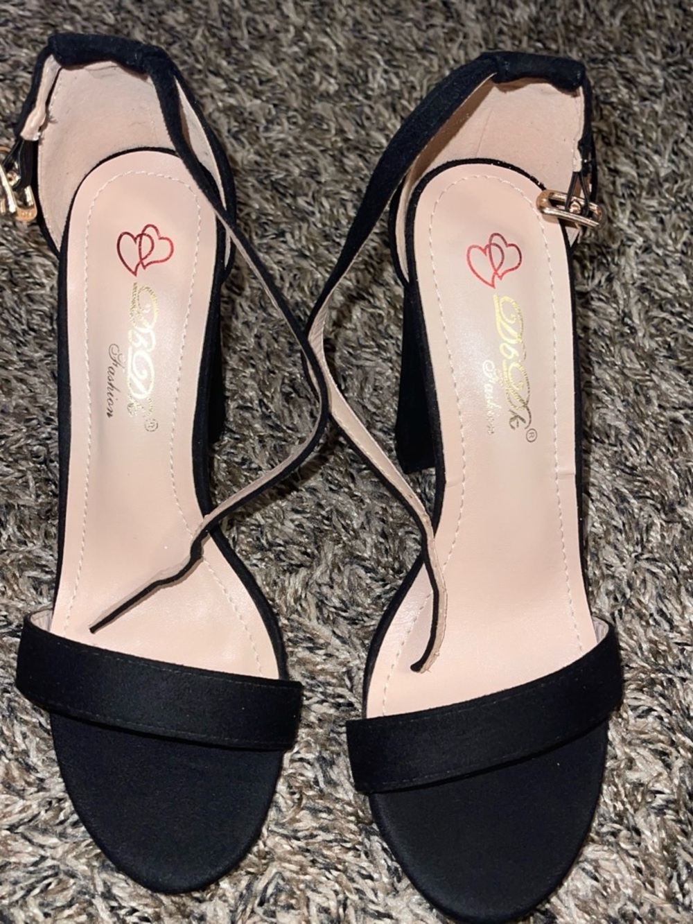 Black Strappy Block Heels